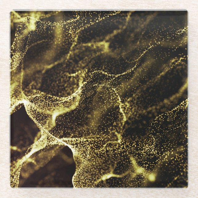 Futuristic Dots Wave: Dynamic Background. Glass Coaster (Front)