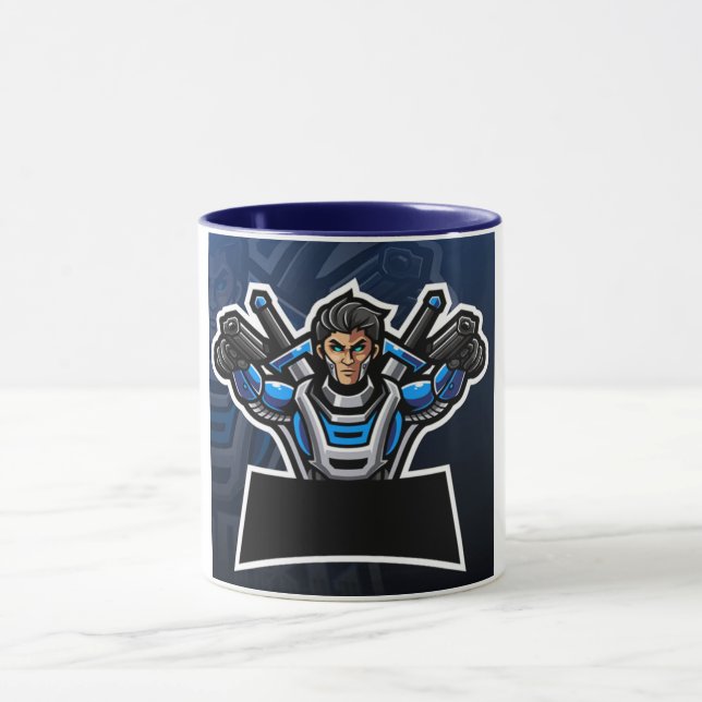 Futuristic Dual-Wield Warrior Coffee Mug (Center)