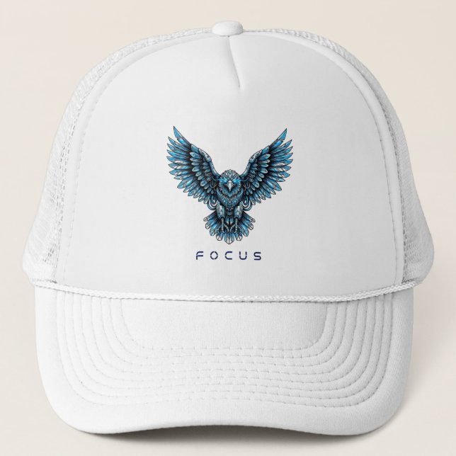 Futuristic Eagle with Focus Text Trucker Hat (Front)
