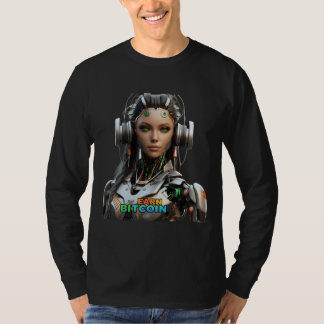 Futuristic "EARN BITCOIN" AI Robot T-Shirt