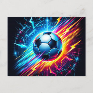 Futuristic Electric Football Soccer Ball Lightning Announcement Postcard