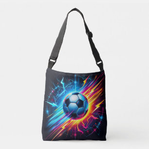 Futuristic Electric Football Soccer Ball Lightning Crossbody Bag