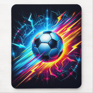 Futuristic Electric Football Soccer Ball Lightning Mouse Pad