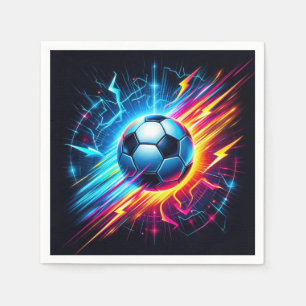 Futuristic Electric Football Soccer Ball Lightning Napkin