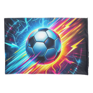 Futuristic Electric Football Soccer Ball Lightning Pillowcase