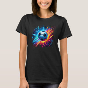 Futuristic Electric Football Soccer Ball Lightning T-Shirt