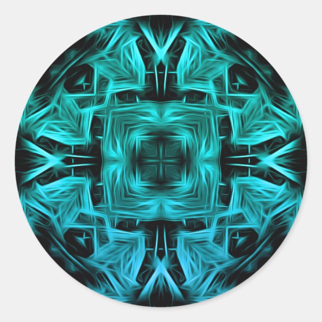 Futuristic Electric Plasma Fractal Design Classic Round Sticker (Front)