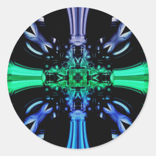 Futuristic Electric Plasma Fractal Design Classic Round Sticker