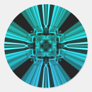Futuristic Electric Plasma Fractal Design Classic Round Sticker