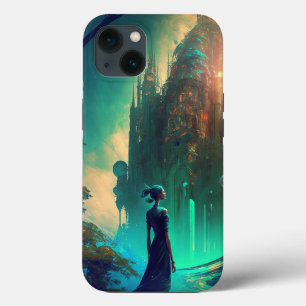 Futuristic Fantasy Castle Landscape iPhone 13 Case