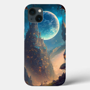 Futuristic Fantasy Castle Landscape iPhone 13 Case
