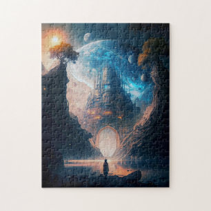 Futuristic Fantasy Castle Landscape Jigsaw Puzzle