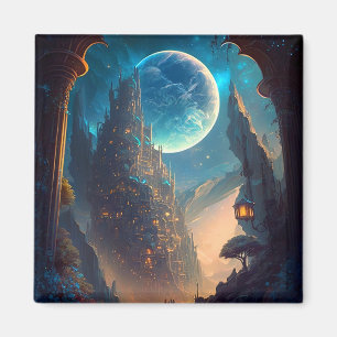 Futuristic Fantasy Castle Landscape Magnet