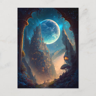 Futuristic Fantasy Castle Landscape Postcard