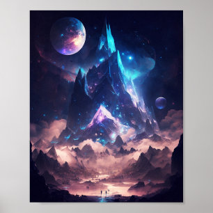 Futuristic Fantasy Castle Landscape Poster