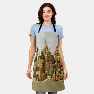 Futuristic Fantasy City Sci Fi Skyline Art Apron