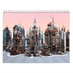 Futuristic Fantasy City Sci Fi Skyline Art Calendar