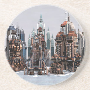 Futuristic Fantasy City Sci Fi Skyline Art Coaster