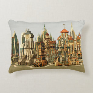 Futuristic Fantasy City Sci Fi Skyline Art Decorative Cushion
