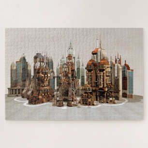 Futuristic Fantasy City Sci Fi Skyline Art Jigsaw Puzzle