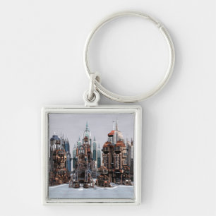 Futuristic Fantasy City Sci Fi Skyline Art Key Ring