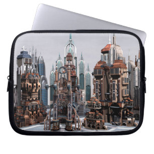 Futuristic Fantasy City Sci Fi Skyline Art Laptop Sleeve