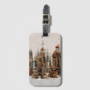 Futuristic Fantasy City Sci Fi Skyline Art Luggage Tag