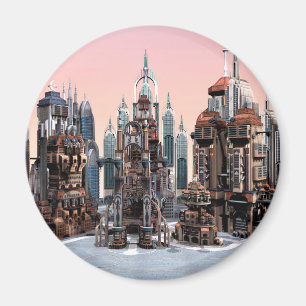 Futuristic Fantasy City Sci Fi Skyline Art Magnet