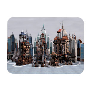Futuristic Fantasy City Sci Fi Skyline Art Magnet