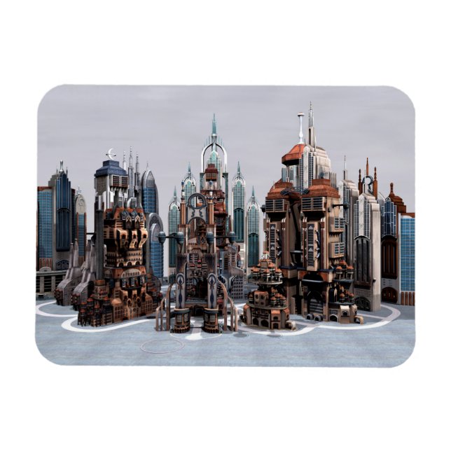 Futuristic Fantasy City Sci Fi Skyline Art Magnet (Horizontal)