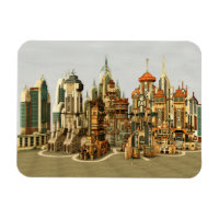 Futuristic Fantasy City Sci Fi Skyline Art