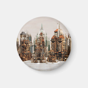 Futuristic Fantasy City Sci Fi Skyline Art Magnet