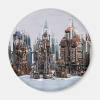 Futuristic Fantasy City Sci Fi Skyline Art