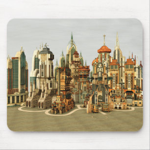 Futuristic Fantasy City Sci Fi Skyline Art Mouse Pad