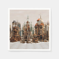 Futuristic Fantasy City Sci Fi Skyline Art