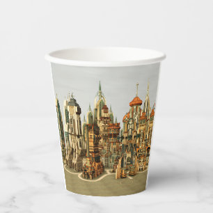 Futuristic Fantasy City Sci Fi Skyline Art Paper Cups