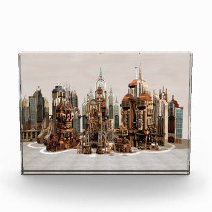 Futuristic Fantasy City Sci Fi Skyline Art Photo Block