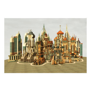 Futuristic Fantasy City Sci Fi Skyline Art Photo Print