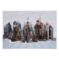 Futuristic Fantasy City Sci Fi Skyline Art