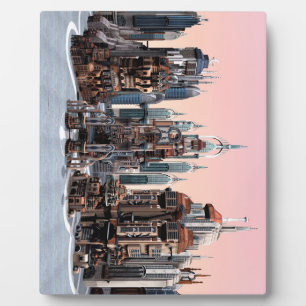Futuristic Fantasy City Sci Fi Skyline Art Plaque