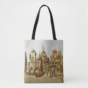 Futuristic Fantasy City Sci Fi Skyline Art Tote Bag