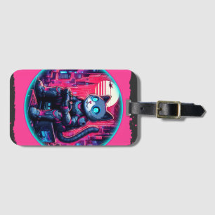 Futuristic Feline Tech Luggage Tag