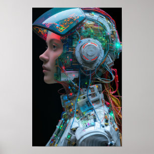 Futuristic Female Cyborg Body - Sci-Fi Art Poster