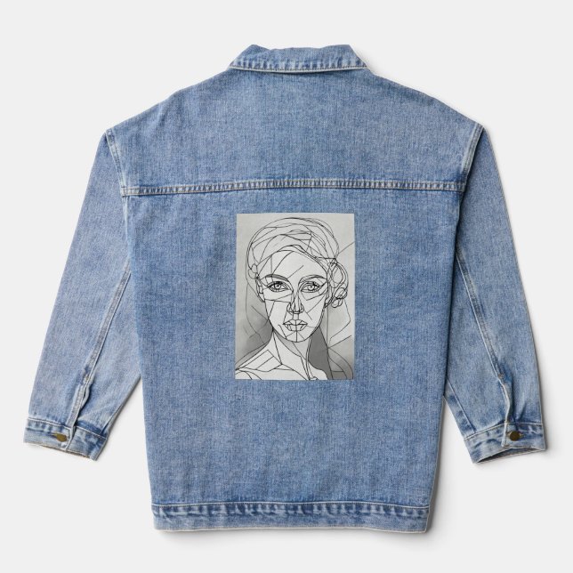 "Futuristic Femme Tee"  Denim Jacket (Back)