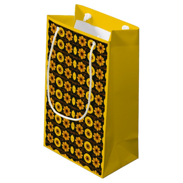 Futuristic floral pattern small gift bag (Back Angled)