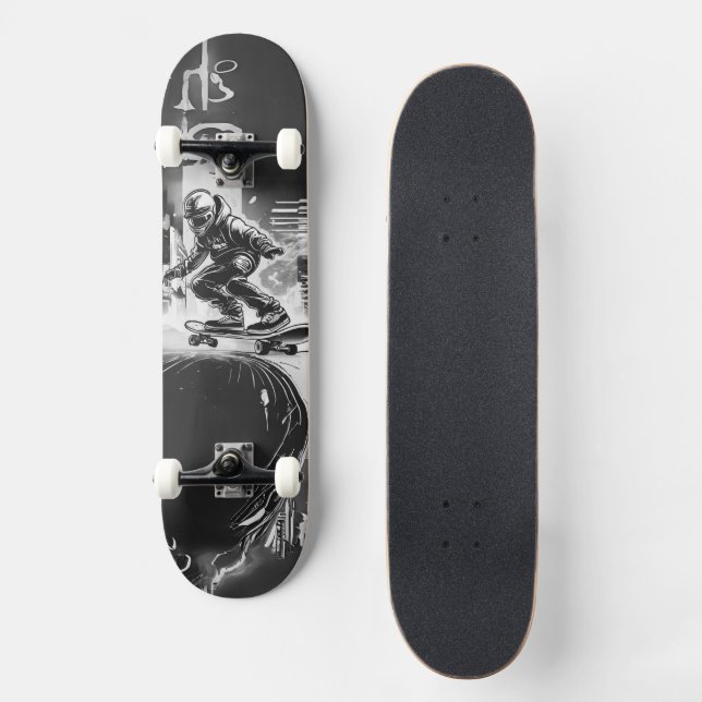 Futuristic Flow - The Rebellish Skateboarder Skateboard (Front)