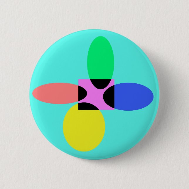 Futuristic flower 6 cm round badge (Front)
