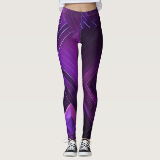 Futuristic Geometric Legging in Purple & Black