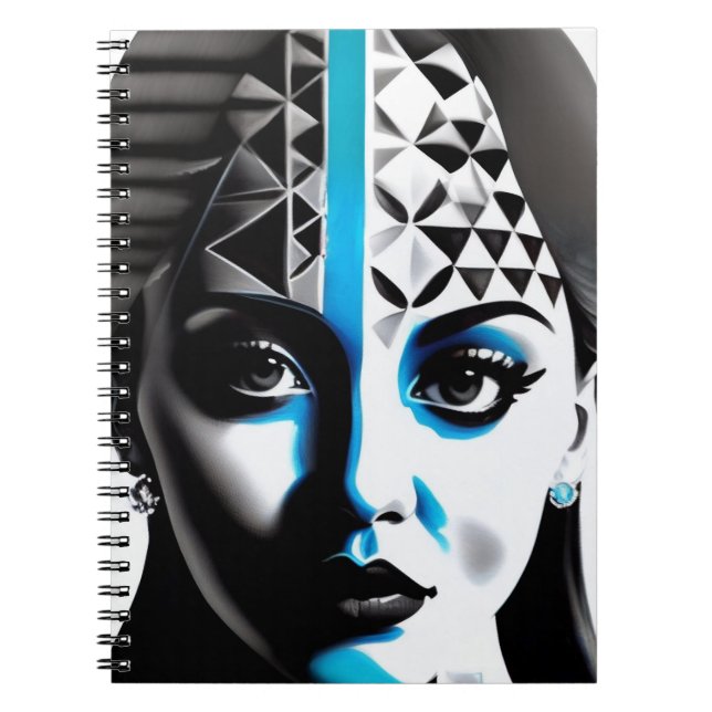 Futuristic Geometric Woman Notebook (Front)