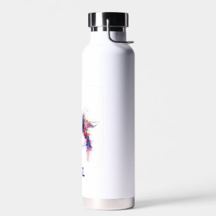 Futuristic Glitch T-Rex Dinosaur With Kids Name Water Bottle